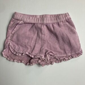 Cat & Jack 3T Toddler Shorts Lavender Ruffle Pockets Elastic Waist cotton/Linen